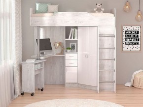 Детская Бриз 1 бетон светлый/белый глянец в Троицке - troick.mebel74.com | фото