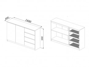 Комод Мори МК1600.1/2 Графит в Троицке - troick.mebel74.com | фото 2