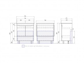 Комплект мебели в ванную Grani 750 дуб сонома напольный в Троицке - troick.mebel74.com | фото 3