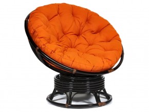 Кресло-качалка Papasan w 23/01 B с подушкой Antique brown, ткань Оранжевый в Троицке - troick.mebel74.com | фото