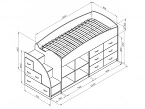 Кровать чердак Дюймовочка 4/1 Голубой в Троицке - troick.mebel74.com | фото 2