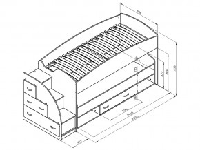 Кровать чердак Дюймовочка 4/3 Голубой в Троицке - troick.mebel74.com | фото 2