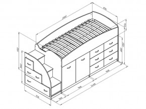 Кровать чердак Дюймовочка 4 Голубой в Троицке - troick.mebel74.com | фото 2