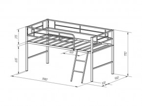 Кровать чердак Севилья Мини черная в Троицке - troick.mebel74.com | фото 2