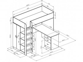 Кровать чердак Теремок 3 Дуб молочный-Голубой в Троицке - troick.mebel74.com | фото 2