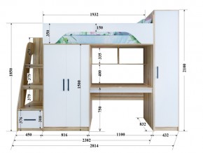 Кровать чердак Тея с пеналом ясень-белый в Троицке - troick.mebel74.com | фото 2