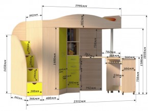 Кровать чердак Юниор 4 Бодега в Троицке - troick.mebel74.com | фото 3