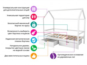 Кровать-домик Svogen с фото с ящиками и бортиком бежевый/зверята в Троицке - troick.mebel74.com | фото 2