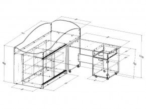 Кровать Дюймовочка 3 с лестницей Дельта 23.4 Голубой в Троицке - troick.mebel74.com | фото 2