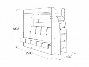 Кровать-диван двухярусная Омега 17 млечный дуб в Троицке - troick.mebel74.com | фото 2