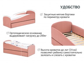 Кровать с ящиком Letmo пудровый (велюр) в Троицке - troick.mebel74.com | фото 2