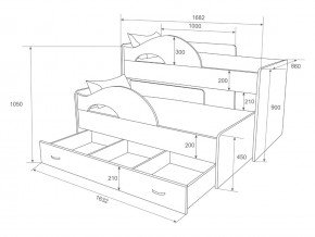 Кровать выкатная Радуга с ящиком 80х160 белая-голубой в Троицке - troick.mebel74.com | фото 2