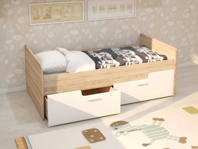 Кровать Умка дуб сонома с белыми ящиками в Троицке - troick.mebel74.com | фото