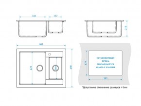 Мойка прямоугольная Санди Z19Q10 светло-серый в Троицке - troick.mebel74.com | фото 2