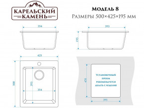 Мойка врезная Карельский камень модель 8 Черный в Троицке - troick.mebel74.com | фото 2