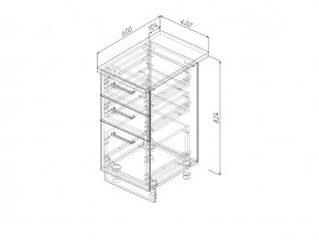 Н3Я 40 Модуль нижний Без Столешницы 3 ящика МН3Я 40 в Троицке - troick.mebel74.com | фото