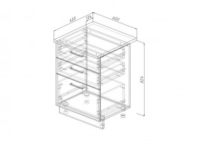 Н3Я 60 Модуль нижний Без Столешницы 3 ящика МН3Я 60 в Троицке - troick.mebel74.com | фото