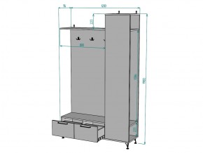 Прихожая с зеркалом Лофт V21_M в Троицке - troick.mebel74.com | фото 3