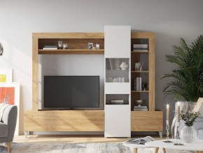 Стенка Сканди Крафт золотой-белый в Троицке - troick.mebel74.com | фото 2