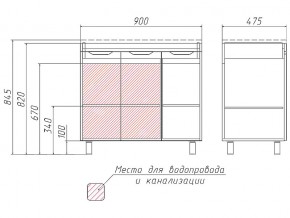 Тумба под умывальник Andrea 90 3D без ящика в Троицке - troick.mebel74.com | фото 2