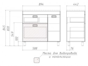 Тумба под умывальник Elen 90 Куб Cube с 2 верхними ящиками В2 в Троицке - troick.mebel74.com | фото 3